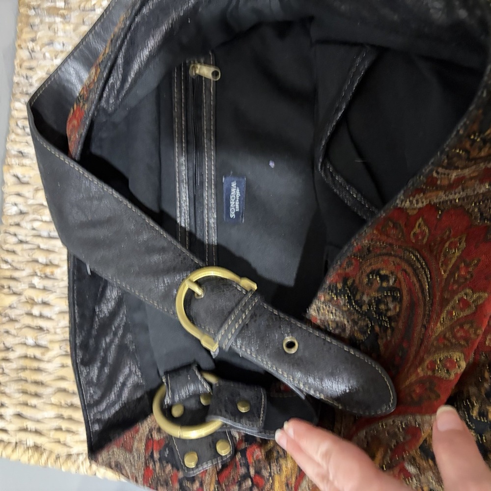 Sonoma hobo featuring a paisley pattern With Sparkle Thread Red Black Gold Boho - Picture 5 of 9